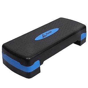 de jure fitness adjustable aerobic stepper  non-slip fitness step platform for home gym cardio amp aerobic workout grey amp black