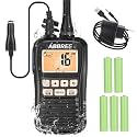 ABBREE Marine Radio VHF Handheld Radio Floating IP67 Waterproof MR-25 Long Range Noise Cancelling Mic Walkie Talkie NOAA Weather,LCD Display Vibration Water Draining Two Way Radio for Boat,Black