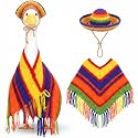 Abbylike 1 Set Mexican Porch Goose Outfits Cinco De Mayo Crochet Goose Fiesta Costume Clothes with Serape Poncho and Sombrero for 23'' Cement Geese Statue Yard Garden Lawn Pathway Decor