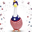 Abbylike 4th of July Porch Goose Outfit Patriotic Crochet Goose Clothes with Hat Red White and Blue Geese Costume Fit 23'' Cement Statue for Independence Day 250th Anniversary Yard Garden Decor