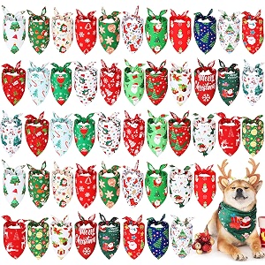 Abbylike 50 Pcs Christmas Dog Bandanas Bulk