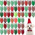 Abbylike 50 Pcs Christmas Plaid Dog Bandanas