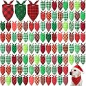 Abbylike 50 Pcs Christmas Plaid Dog Bandanas