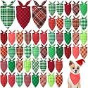 Abbylike 50 Pcs Christmas Plaid Dog Bandanas
