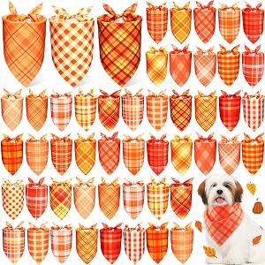 Abbylike 50 Pcs Fall Plaid Dog Bandanas