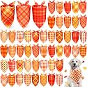 Abbylike 50 Pcs Fall Plaid Dog Bandanas