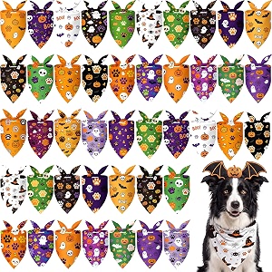 Abbylike 50 Pcs Halloween Dog Bandanas Bulk