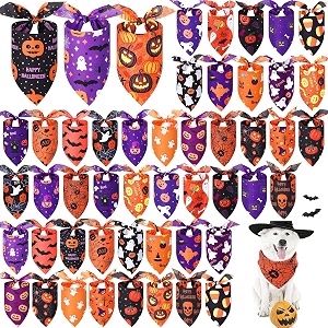 Abbylike 50 Pcs Halloween Dog Bandanas Bulk