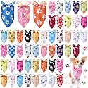 Abbylike 50 Pcs Paw Print Dog Bandanas