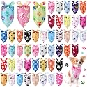 Abbylike 50 Pcs Paw Print Dog Bandanas