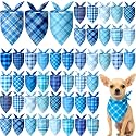 Abbylike 50 Pcs Plaid Dog Bandanas Bulk