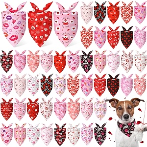 Abbylike 50 Pcs Valentines Day Dog Bandanas