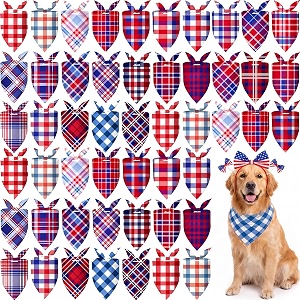 Abbylike 50 Pcs Veterans Day Dog Bandanas