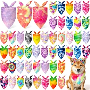 Abbylike 50 Pieces Tie Dye Dog Bandanas