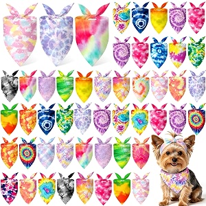 Abbylike 50 Pieces Tie Dye Dog Bandanas
