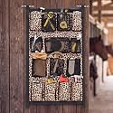 Abbylike Horse Trailer Organizer & Grooming Bag, Large Hanging Door Caddy with Deep Pockets for Spray Bottles & Brushes, Heavy Duty 600D Polyester Tack Storage for Barn Stall, 23" x 39" (Leopard)