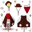 Abbylike Western Cowboy Porch Goose Outfits for 23" Lawn Cement Goose Statue Crocheted Clothes Costume Cowboy Hat with Bandana Scarf for Garden Porch Statue Yard Pathway Decorations