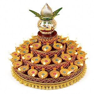 abee fancy big size kalash festival diya light decorative lamp electric deep 50 led lights