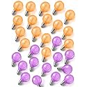 Abeja G40 Purple Orange LED Replacement Bulbs, 0.6W Halloween Bulb Shatterproof Waterproof Outdoor String Lights Bulb for Indoor Outdoor Halloween Patio String Lights, 25 Pack