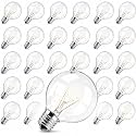 Abeja G40 Replacement Light Bulbs, 5W Clear Globe Bulb fits E12/ C7 Candelabra Screw Base Sockets, 1.5 Inch Clear Light Bulbs for Indoor Outdoor Patio Decor, 25Pack