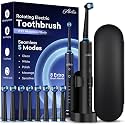 Abelia Rechargeable Rotating Electric Toothbrush for Adults with 5 Cleaning Modes and 3 Speed Levels, 2 Min Timer with Quadpacer, 2 Year Warranty, IPX7 Water Resistant, 8 Round Brush Heads