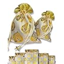 Abhaas 20PCS Drawstrings Potli Bag for Gifting | 23X18CM | for Ladies Wedding, Party Bag Potli Leaf Print for Women Kitty Parties Reusable Return Gift Purpose, Shagun Pouch, Candy Bags