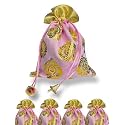 Abhaas 20PCS Drawstrings Potli Bag for Gifting | 23X18CM | for Ladies Wedding, Party Bag Potli Leaf Print for Women Kitty Parties Reusable Return Gift Purpose, Shagun Pouch, Candy Bags