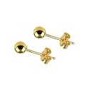 Abhooshan 925 Sterling Silver &amp; Gold Plated Piercing Ball Stud Earrings For Helix Cartilage Tragus Ear Lobe Multi Piercing | With Certificate of Authenticity