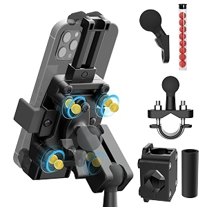 motorcycle bike phone mount with vibration dampener 360motorcycle bike phone holder for 47-71 super stable nylon with silicone universal handlebar phone mount black