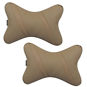 able classic cross neckrest necksupporters pillow beige suitable for all cars set of 2 pcs