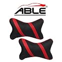 ABLE Classic Cross Neckrest Necksupporters Pillow Black &amp; Red Suitable for All Cars Set of 2 pcs