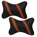 ABLE Classic Cross Neckrest Necksupporters Pillow Black &amp; Tan Suitable for All Cars Set of 2 pcs
