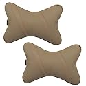 ABLE Classic Cross Neckrest Necksupporters Pillow Beige Suitable for All Cars Set of 2 pcs