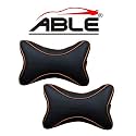 ABLE Dolphin Neckrest Necksupporters Pillow Black & Tan Suitable for All Cars Set of 2 pcs