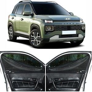 able elegant car magnetic sun shade curtains with zipper for hyundai exter set of 4 pcs