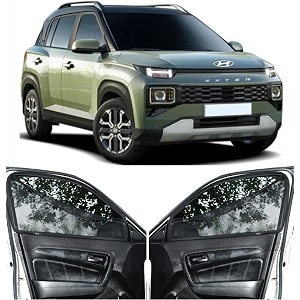 able sporty car magnetic sun shade curtains with zipper for hyundai exter set of 4 pcs