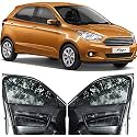 Able Sporty Car Magnetic Sun Shade Curtains with Zipper for Ford FIGO NEW Type-II Set of 4 Pcs (2015 to Till Now Model)