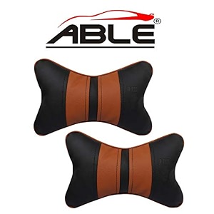 able sporty neckrest necksupporters pillow black amp tan suitable for all cars set of 2 pcs