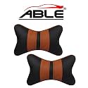 ABLE Sporty Neckrest Necksupporters Pillow Black &amp; Tan Suitable for All Cars Set of 2 pcs
