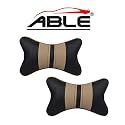 ABLE Sporty Neckrest Necksupporters Pillow Black &amp; Beige Suitable for All Cars Set of 2 pcs