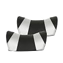 ABLE U-Shape PU-Foam Neckrest Necksupporters Pillow Black &amp; Silver Suitable for All Cars Set of 2 Pcs