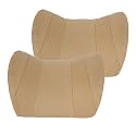 ABLE U-Shape PU-Foam Neckrest Necksupporters Pillow Beige Suitable for All Cars Set of 2 Pcs