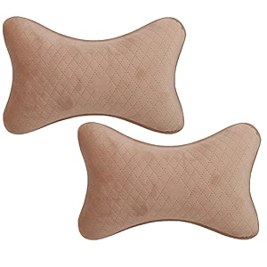 able classic cross neckrest necksupporters pillow beige suitable for all cars set of 2 pcs
