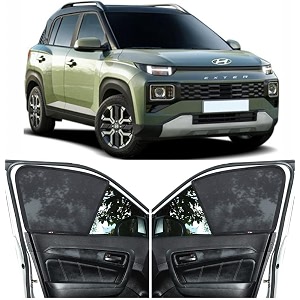 able zed black half car magnetic sun shade curtains for hyundai exter set of 4 pcs