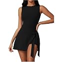 ABOCIW Womens High Neck Tennis Dress Sleeveless Wrap Skirt Built in Shorts Golf Athletic Dress Workout Rompers