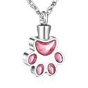 abooxiu Paw Print Urn Necklace for Ashes Cremation Necklace for Pet Ashes Stainless Steel Ash Necklace Memorial Ash Holder