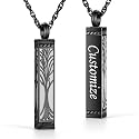 abooxiu Urn Necklace for Ashes Memorial Cremation Jewelry for Ashes Stainless Steel Ashes Jewelry Cube Ashes Necklace Bar Urn Pendant for Women Men