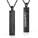 abooxiu Urn Necklace for Ashes Memorial Cremation Jewelry for Ashes Stainless Steel Ashes Jewelry Cube Ashes Necklace Bar Urn Pendant for Women Men