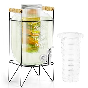 about space 4 litre glass water dispenser with stainless steel tap ss-304infuser amp stand-air tight lid detox water jar mason jar counter tabletop juiceinfused water beer dispenser for homeblack