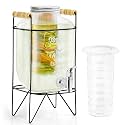 ABOUT SPACE 4 Litre Glass Water Dispenser with Stainless Steel Tap SS-304,Infuser & Stand-Air Tight Lid Detox Water Jar Mason Jar Counter Tabletop Juice,Infused Water Beer Dispenser for Home,Black